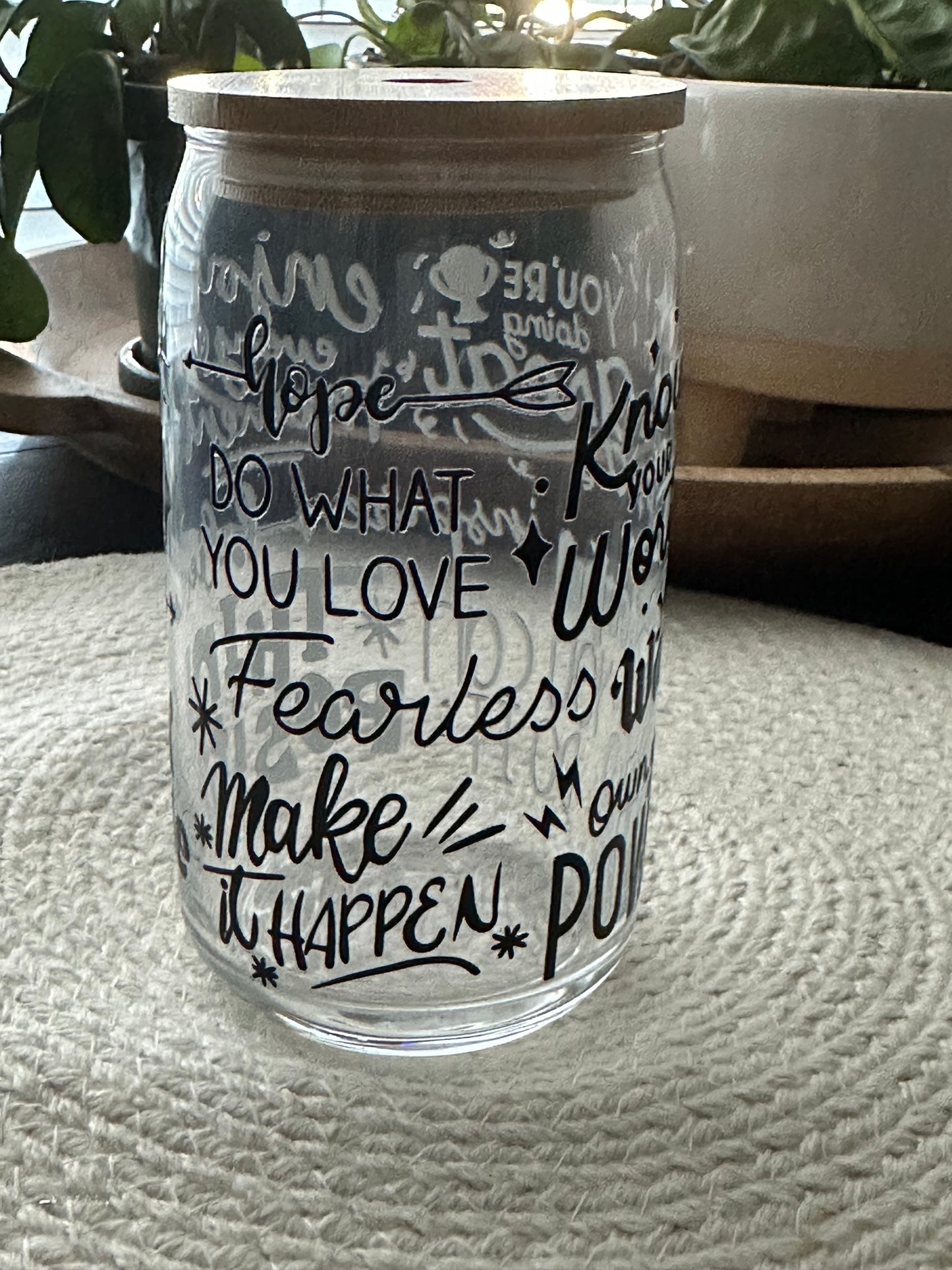Inspirational 16 oz Glass Cup -oops